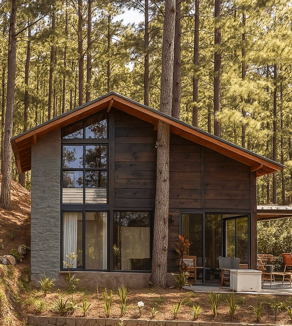 Charles Cabin, cabaña en el bosque en Lagunetas, Santa Lucía